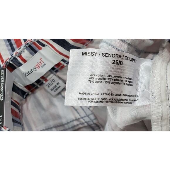 Skinnygirl Striped Button Fly Risk Taker Skinny Crop Jeans WOMENS SIZE 25/0 - Picture 9 of 10